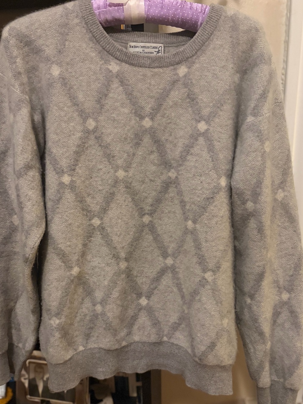 Scott & Charters 100% Cashmere Made in Scotland Grandmillenial PGA Golf Sweater
